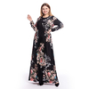 Amazon Hot Sale Women's Printed Slim Long Sleeve Printed Round Neck Dressng Skirt