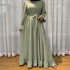 2022 Cross-border Exclusively for 2020 New Fashion Women's Solid Color Stitching Big Muslim Dress