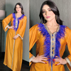  Modest Print Women Cotton Vêtements Dubai Muslim Dress Islamic Clothing Embroidery Borka Open Kimono Abaya