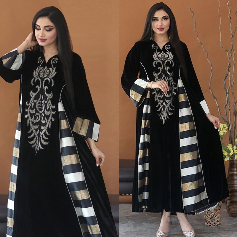  Women Vêtements Embroidery Borka Islamic Clothing Dubai Modest Muslim Dress Print Fabric Kimono Abaya