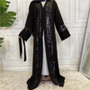 2022 Middle East foreign trade plus size Muslim fashion sequin stitching cardigan Nida robe female