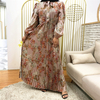 2022 AliExpress Amazon New Fashion Print Pleated Big Skirt Muslim Dress