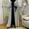 2022 AliExpress Hot Sale in Europe and America Flare Sleeve Loose Cardigan Robe Female Muslim Middle East Arab Striped 