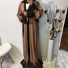 2022 Middle Eastern Muslim Fashion Women's Lace Stitching Lace-up Ramadan Cardigan Robe