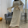 2022 European And American Fashion Muslim Women's Crepe Loose Flared Sleeve Round Neck Dress Long Skirt