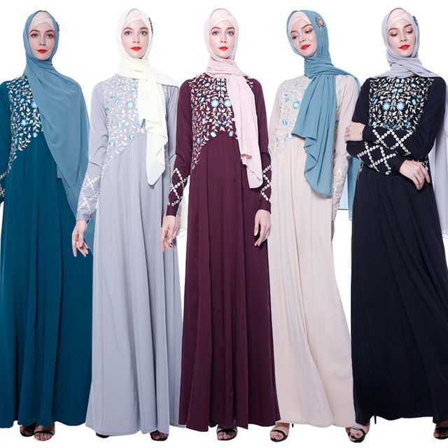 New Autumn Embroidered Long Dress, Embroidered Dubai Women's Dress, Abaya Dress