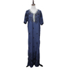 Factory Wholesale Middle East Dubai Dress Embroidery Ethnic Style Ladies Robe Muslim Blue Long Skirt