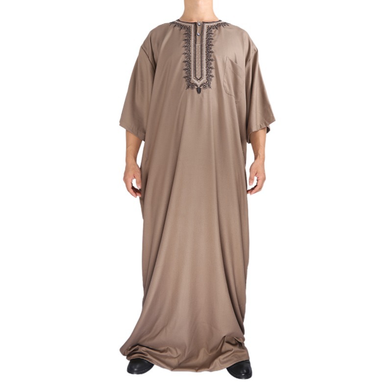 Wholesale Cotton Linen Casual 2022 Design Muslim Loose New Arabic Men's Islamic Robe Thobe