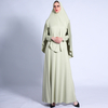 Ramadan spring pleated turban suit big swing dress retro Muslim solid color robe issued on behalf of