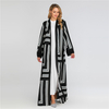 European And American Muslim Striped Loose Lace Cardigan Robe Women