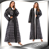 European And American Muslim Women Plaid Loose Long-sleeved Lace Robe 