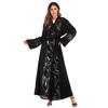 Middle East Foreign Trade Plus Size Muslim Sequin Stitching Cardigan Robe Women European And American Fashion Nida Long Skirt
