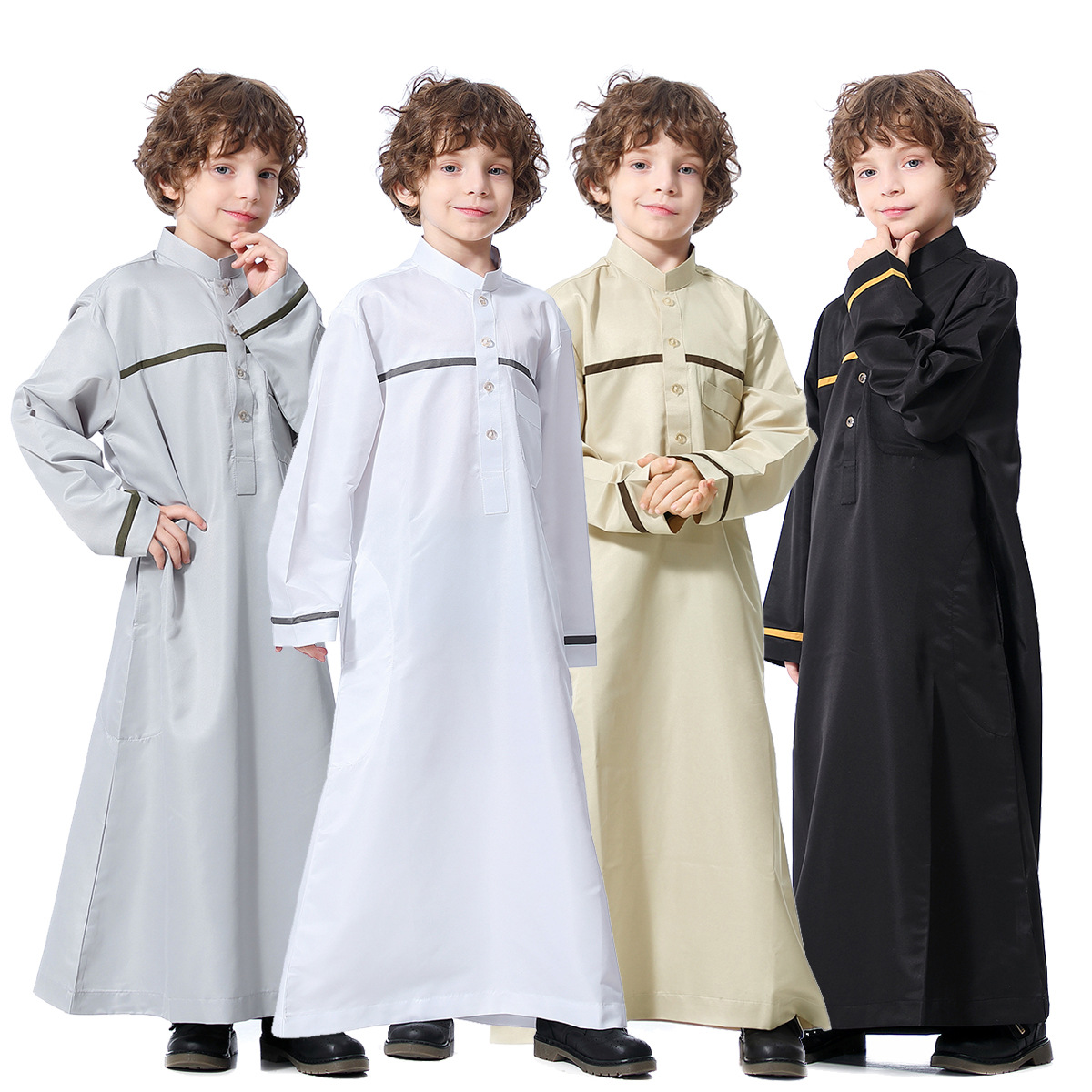  Designs 2021 Modest Islamic Salwar Kameez Muslim Chemises Hommes India & Pakistan Clothing Boy Thobe Sherwani Sets for Boy Kids Kurta