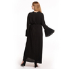 European And American Plus Size New Women's Dress Round Neck Pleated Stitching Trumpet Sleeve Slim Dress