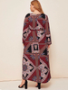 Arab Fashion Hui Long Dress Loose Big Size Retro Long-sleeved Muslim Dress