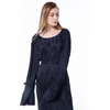 European And American Fashion Loose Elastic Trumpet Sleeve Long Round Neck Dress Women