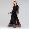 European And American Plus Size Women's New Fashion Casual Loose Long-sleeved Printed Dress
