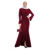 AliExpress Amazon Ebay Hot Sale Solid Color Ruffled Fishtail Bag Hip Long Dress