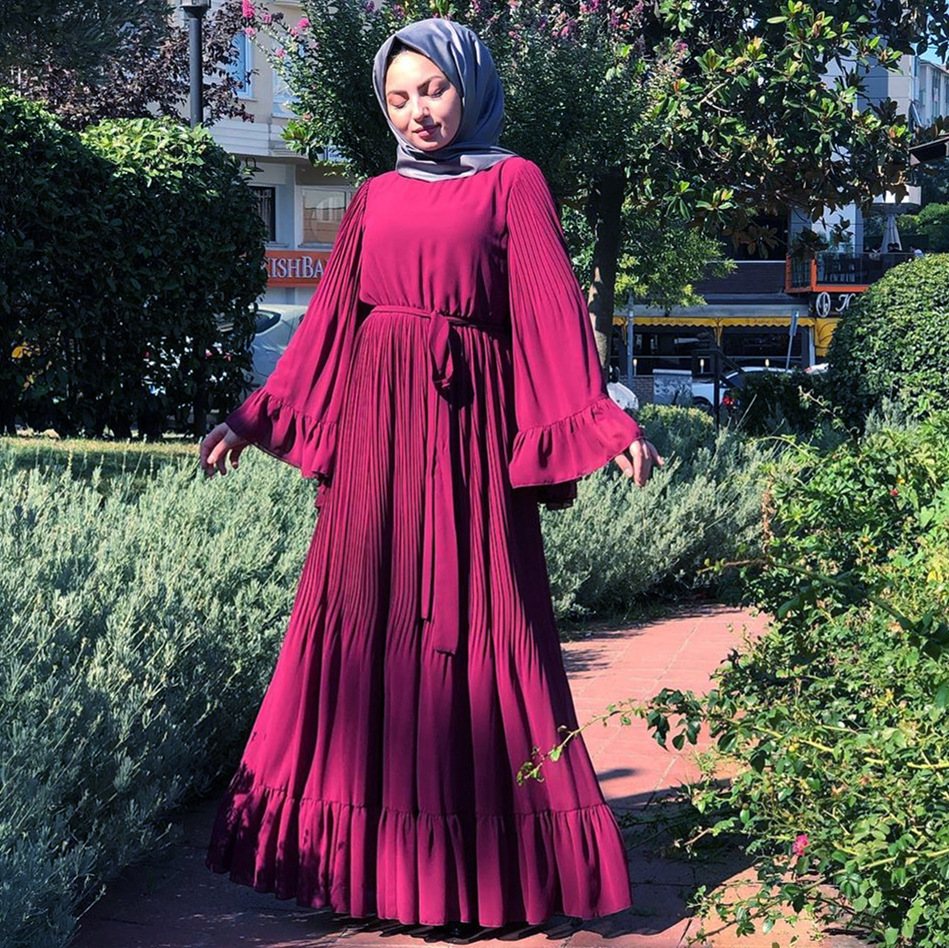 Modest Fashion Moroccan Chiffon Islamic Loose Islamic Muslim Maxi Dresses Dubai Abaya