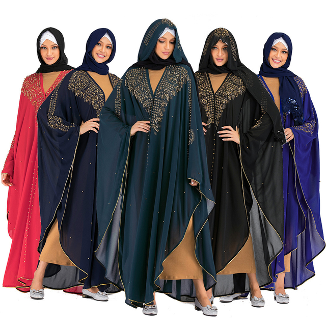 2022 Amazon Cross-border Explosion Muslim Abaya Hot Diamond Elegant Fashion Loose Robe