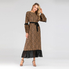 Middle Eastern Fashion Leopard Print New Muslim Dress Chiffon Stitching Large Swing Dress