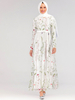 Ins Hot Sale Net Celebrity European And American Women's Fashion Mesh Flower Embroidery Dress Muslim Dress