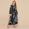 New Fashion Robe Paris Beads Ethnic Muslim Printed Long-sleeved Stitching Plus Size Women's Dress