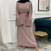 Middle Eastern Fashion Muslim Women's Large Size Round Neck Slim Pleated Sleeve Dress
