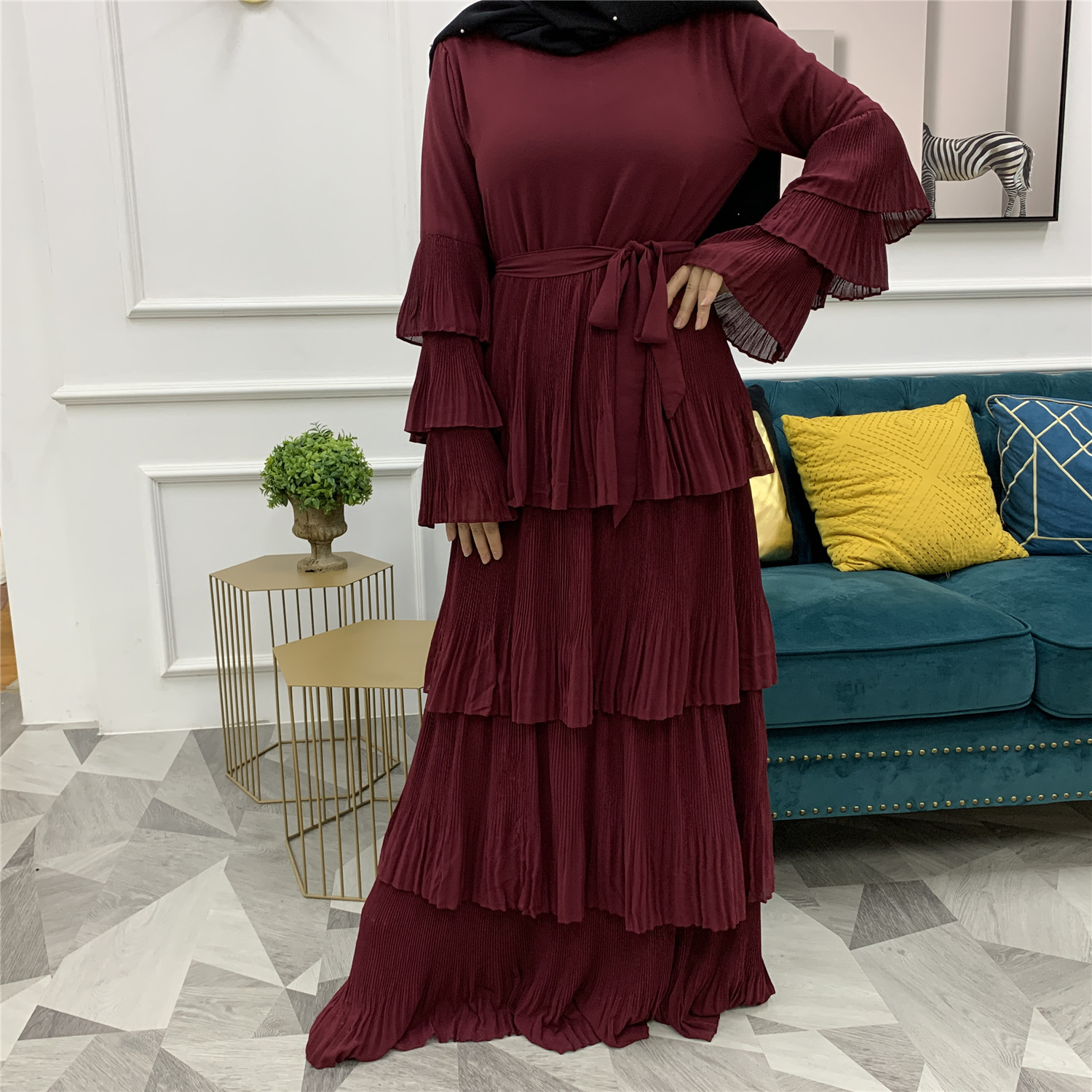 Amazon AliExpress Hot Sale New Fashion And Elegant Round Neck Cake Skirt Long Dress