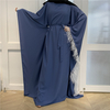 Cross-border Fashion Stitching Feather Elegant Loose Muslim Robe Bat Sleeve Plus Size Women's Dress