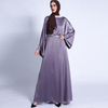 Ramadan Autumn Matte Solid Color Loose Dress Fringed Diamond Belt Long Skirt Muslim Female Cross-border