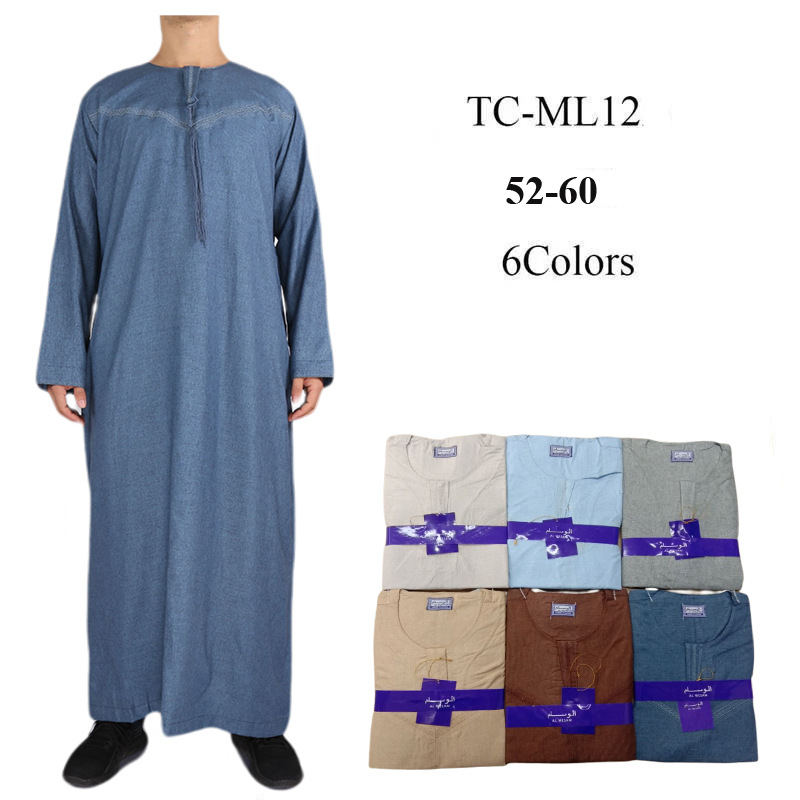 New Wholesale Fashion Design Casual 2022 Arabic Loose Men's Muslim Islamic Robe Thobe
