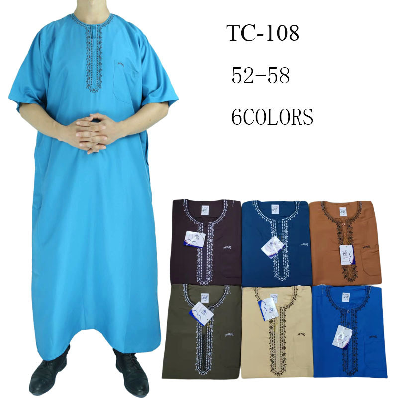 New Wholesale Men's Fashion Arabic Loose Design Casual 2022 Muslim Islamic Robe Thobe