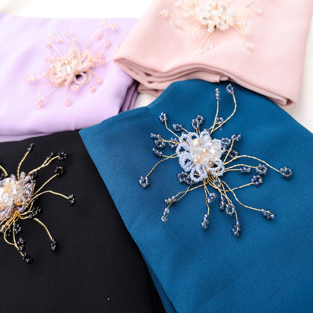 New Gauze Tube Bead Flower Breathable Fashion Chiffon Long Scarf Female Spot Cross-border hijab 02