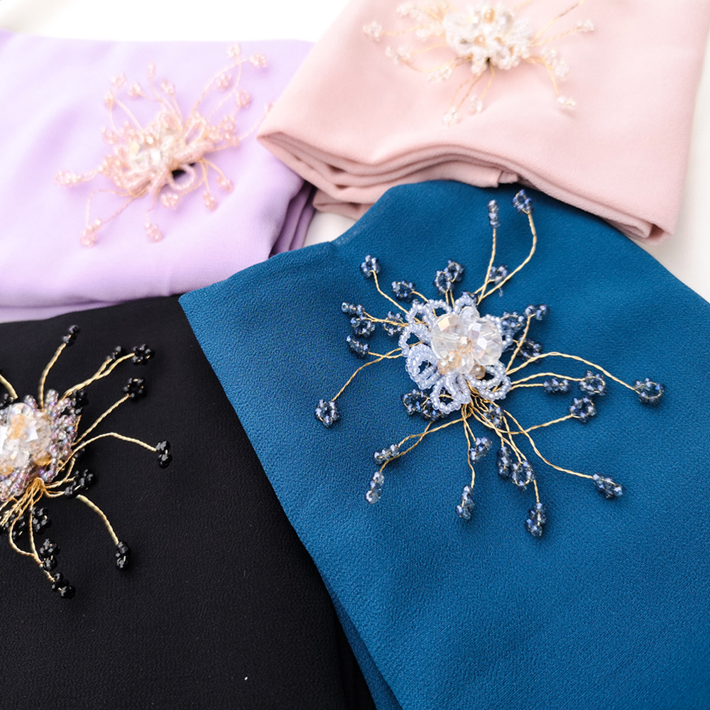 New Gauze Tube Bead Flower Breathable Fashion Chiffon Long Scarf Female Spot Cross-border hijab 02