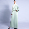 Winter Matte A-line Dress with Double Flared Sleeves Solid Color Long Skirt Muslim Women's Clothing Abaya