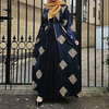 Cross-border Hot Style Women's Gold Thread Positioning Heavy Industry Embroidery Cardigan Dubai Robe