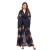 Middle Eastern Muslim Printed Flare Sleeve Lace Up Dress Arab Hot Selling Dress Long Robe Women