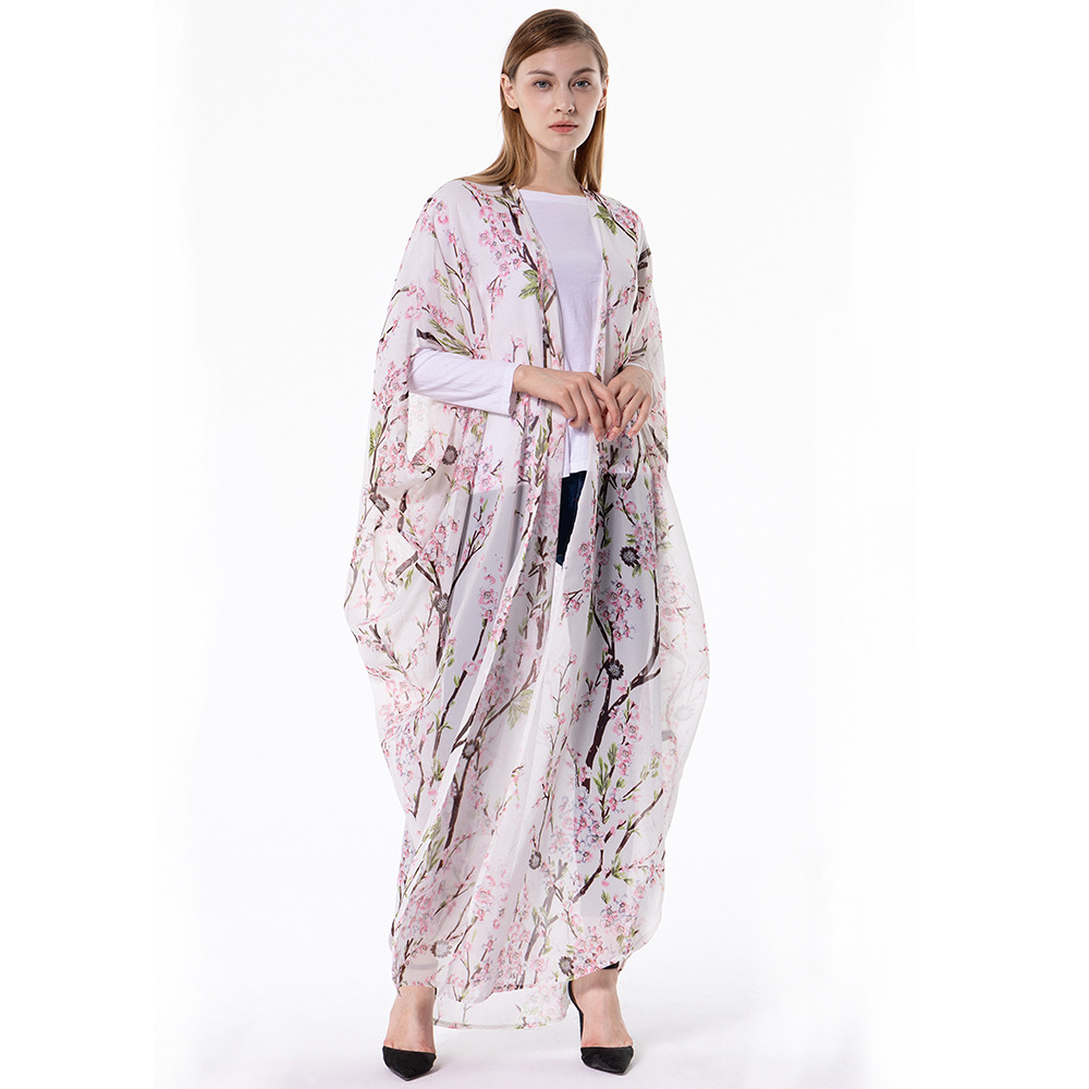 European and American trend chiffon cardigan loose and thin bat sleeve thin robe women