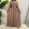 2022 The Middle East Hot Sale New Fashion Simple Women's Pure Color Muslim Dress