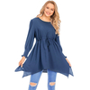 New Style Simple Malaysian Turkish Elastic Band Waist Women's Solid Color Plus Size Blouse