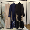 New Fashion Beaded Car Flower Stitching Muslim Abaya Cardigan Robe Islamic Dubai 
