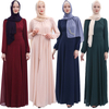 Ramadan Muslim Women Chiffon Summer Arab Solid Color Large Size Dress Wholesale