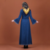 2022 Muslim Summer New Loose Butterfly Long-sleeved Embroidered Denim Dress Muslim Robe