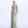 INS Autumn And Winter Vertical Striped Gold Velvet Long Skirt Muslim Women's Long-sleeved Warm Dress on Behalf of Hair
