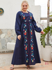  Thobe Arabic 2022 Printing Muslim Cotton Burka Dubai Kaftan Modest Jilbab Fashion Plus Size Modern Islamic Clothing Women Jalabiya Burqa Maxi Dress Abaya