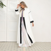 2022 Muslim New Southeast Asian Simple And Elegant Black And White Stitching Long-sleeved Muslim Conservative Jacket Abaya