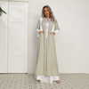 2022 Muslim Southeast Asia New Arab Solid Color Stitching Fashion Simple Belt Pocket Loose Elegant Middle East Jacket