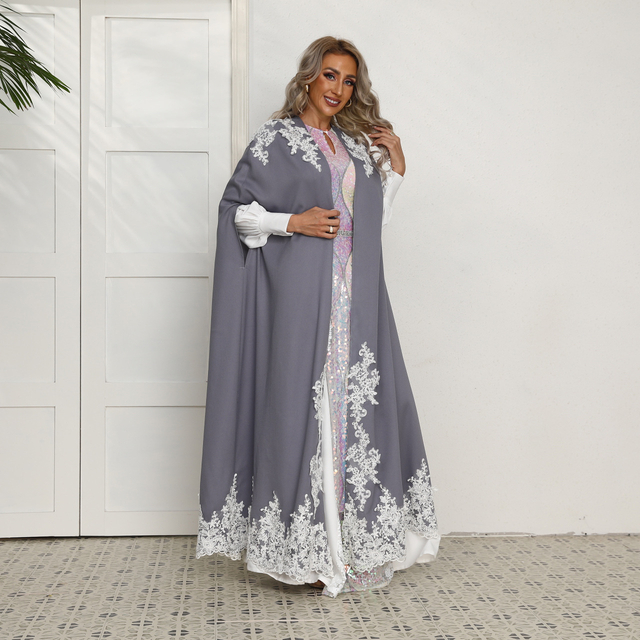 2022 Muslim New Fashion Muslim Pure Color Middle East Southeast Asia Applique Arabian Loose Casual Large Size Robe