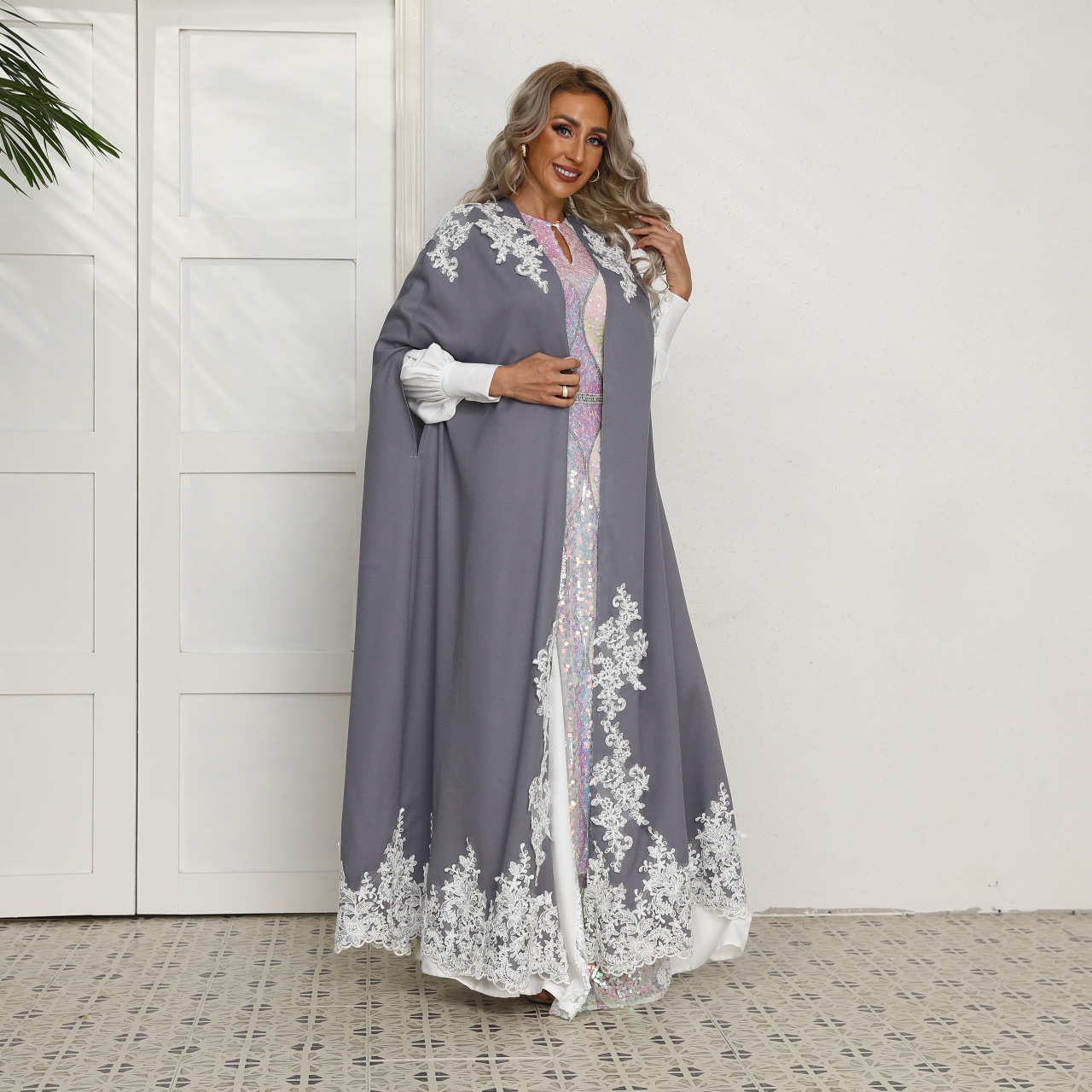 2022 Muslim New Fashion Muslim Pure Color Middle East Southeast Asia Applique Arabian Loose Casual Large Size Robe